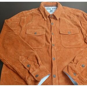 True Grit Men's Corduroy Shirt Jacket Stretch, Size Large, Just Color #420C